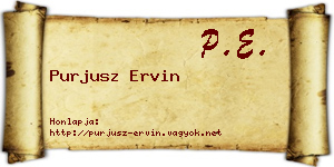Purjusz Ervin névjegykártya
